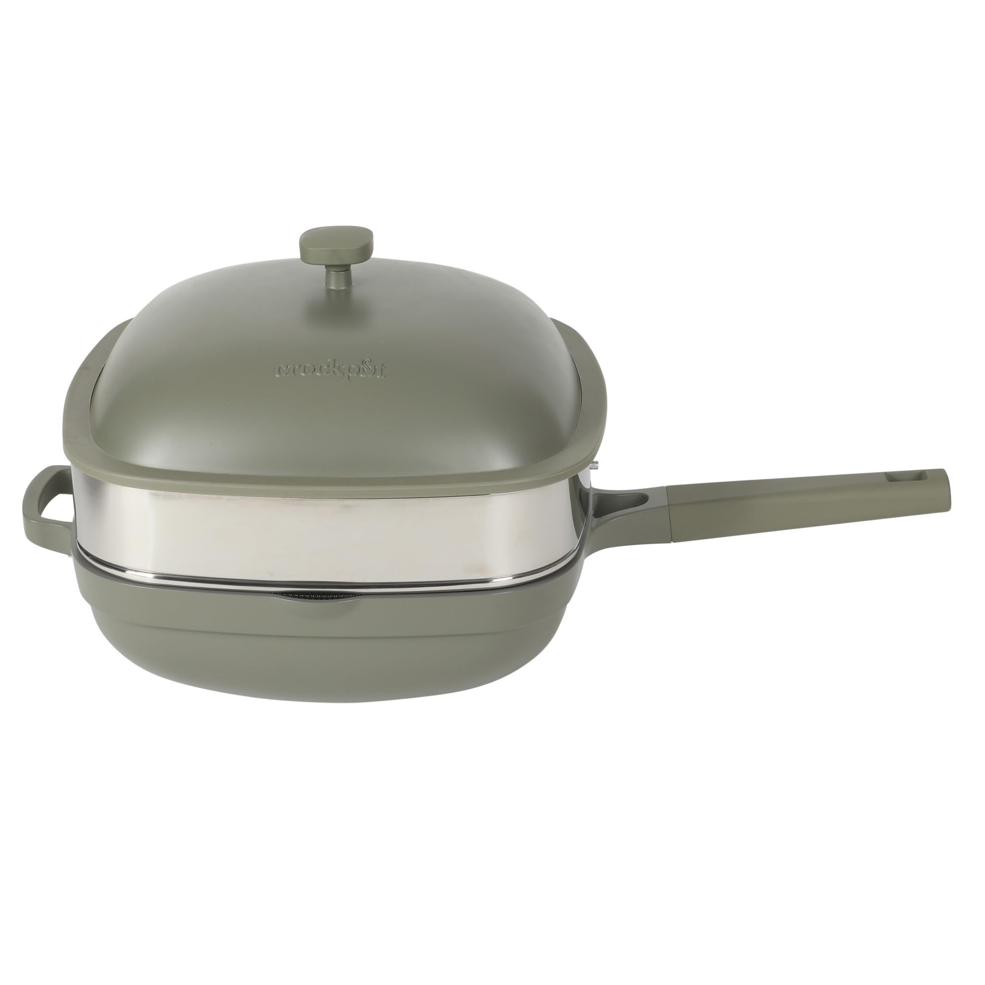 Crock Pot Northvale 5 3 Quart Ceramic Nonstick Saut Pan with Steamer Basket Lid Cast Aluminum Pan with