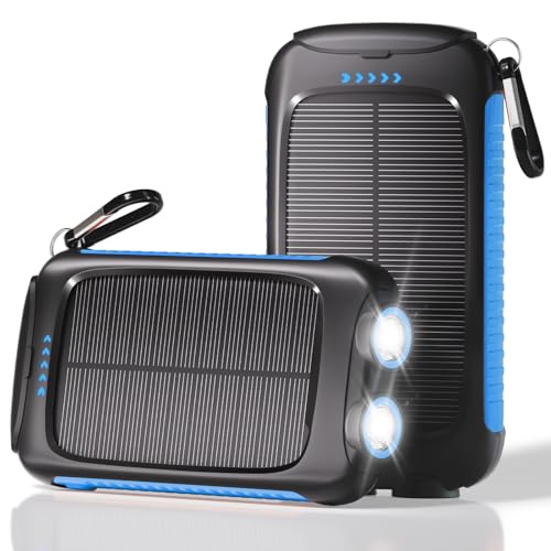 Solar Power Bank 20000mAh, Blue...