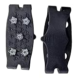 Crampones de escalada de 5 garras, paquete de 2 fundas antideslizantes para zapatos, aleación de acero y puntas de goma para senderismo, nieve helada, color negro A