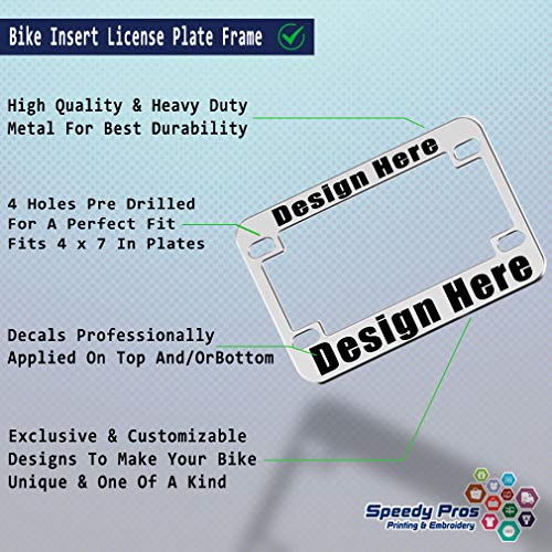 Image of Speedy Pros Metal Zinc Custom Bike License Plate Frame Custom Personalized Text Motorcycle Accessories License Plate Holder Chrome 4 Holes 1 Frame