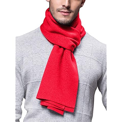 Winter Autumn Men's Scarf Knitted Wool Scarf Warm and Soft Easy Chic Gentleman - 180 × 30 cm Plain Red Cover