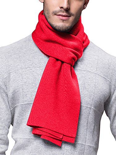 WANYING Invierno Otoño Mujer Hombre Bufanda de Punto 6% de Lana Súper Suave Casual de Negocios - 180 * 30 cm Rojo