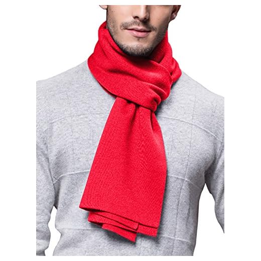 WANYING Invierno Otoño Mujer Hombre Bufanda de Punto 6% de Lana Súper Suave Casual de Negocios - 180 * 30 cm Rojo