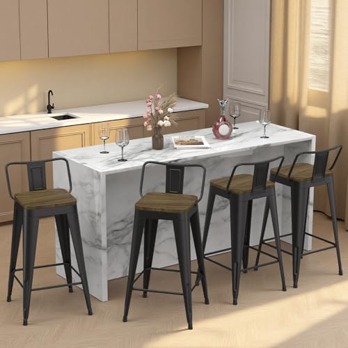 Homvinax 30 Inch Metal Bar Stools Set of 4, Modern