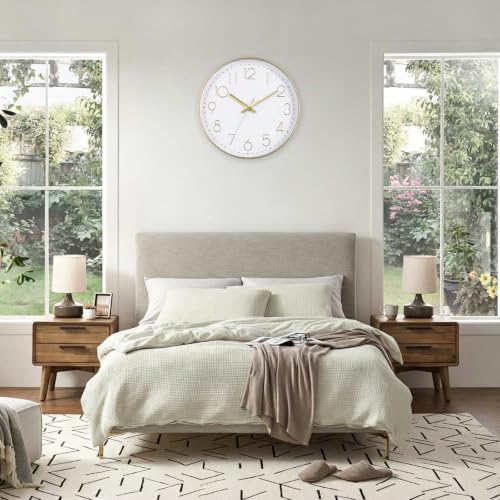 Image of 12 Inch Gold Wall Clocks Battery Operated Silent Modern Style Clock Decor