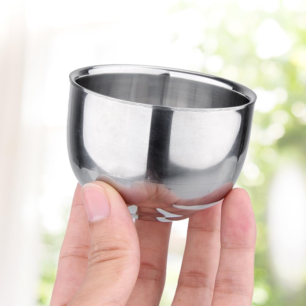 20 jaboneras de doble capa de acero inoxidable de alta calidad, taza de afeitar aislada con forma lisa, 120 ml de capacidad, accesorios de afeitado duraderos y elegantes