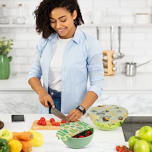 Beeswax Food Wraps Set, Set of 8 Beeswax Wraps, Eco Friendly Reusable Beeswax Paper Food Wrap, Biodegradable Food Storage Wrappers Organic Bees Wax for Cheese, Fruit, Sandwich Wrappers Bowl Covers - Image 6