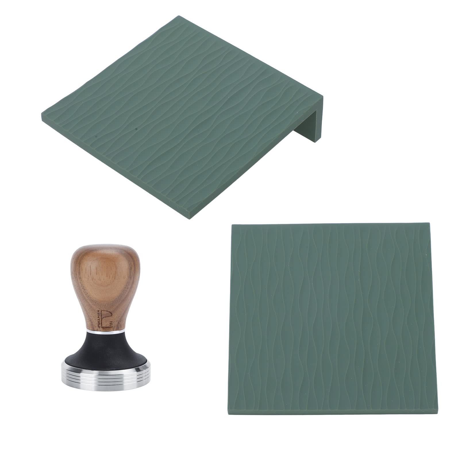 Tapete de silicona para café, compactador de café de acero inoxidable con compactador de de 58 mm, protección perfecta para el hogar, cocina, accesorios para hacer café (Verde)