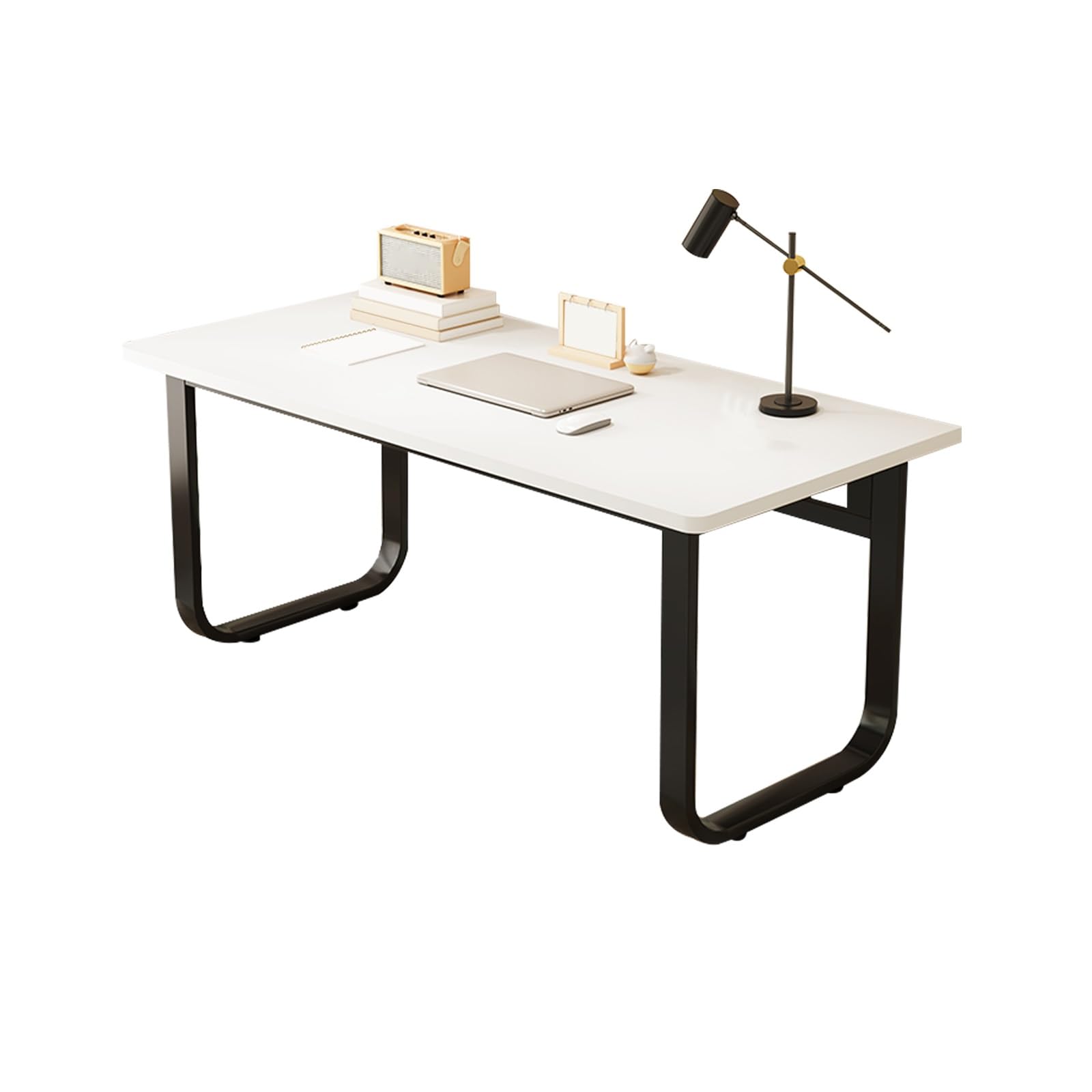 Bureau marron et blanc avec structure en acier table stable de travail