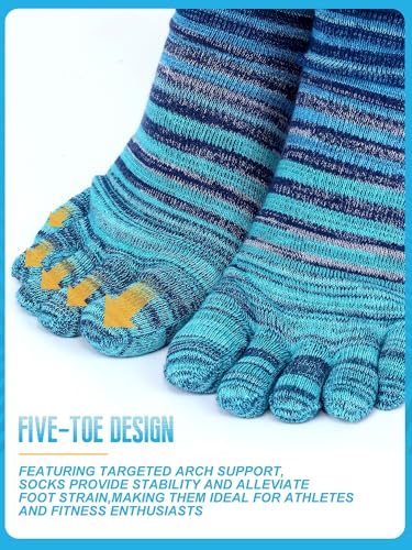 Image of Fourluoo 3 /6 Pairs Women Toe Socks Cotton Breathable Ankle Five Toe Socks for Men Women Athletic Running