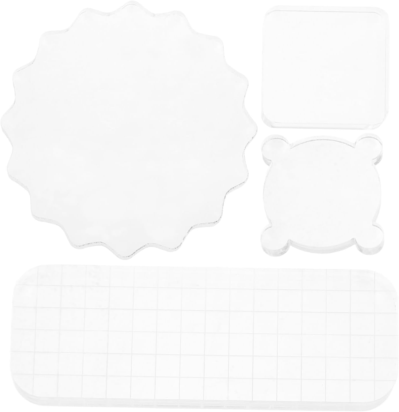 OSALADI 4pcs Acrylic Clear Stamp Blocks Transparent Stamping Tool Lines for Easy Design and Positioning for Scrapbooking and Crafting