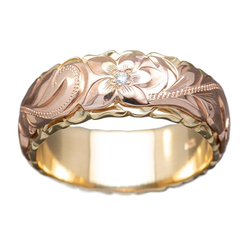Exquisite Carved Rose Two-Color Women'S Ring, Wedding Gift Ring