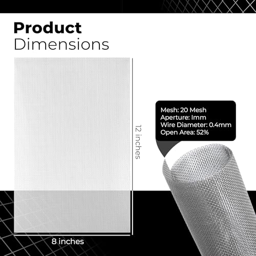 6-pack wire mesh screen 128 inch  20 mesh stainless steel durable easy to cut smooth edges amp rust-proof  ideal metal mesh screen for diy projects windows vent filter garden etc