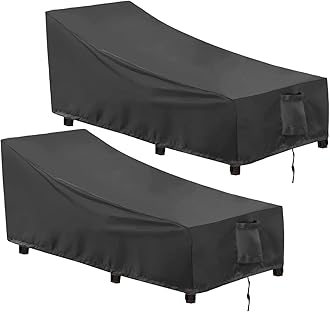 OutdoorLines Outdoor Waterproof Patio Chaise Lounge Chair Cover - UV Resistant Lounger Covers Heavy Duty Weatherproof Patio Sofa Furniture Covers, 2 Packs, 68Wx30Dx30H Inches, Black