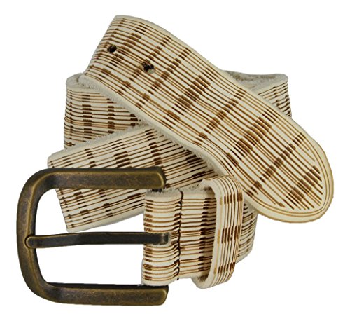 Vintage Full Grain Leather Plaid Casual Jean Belt * Made in Italy *3