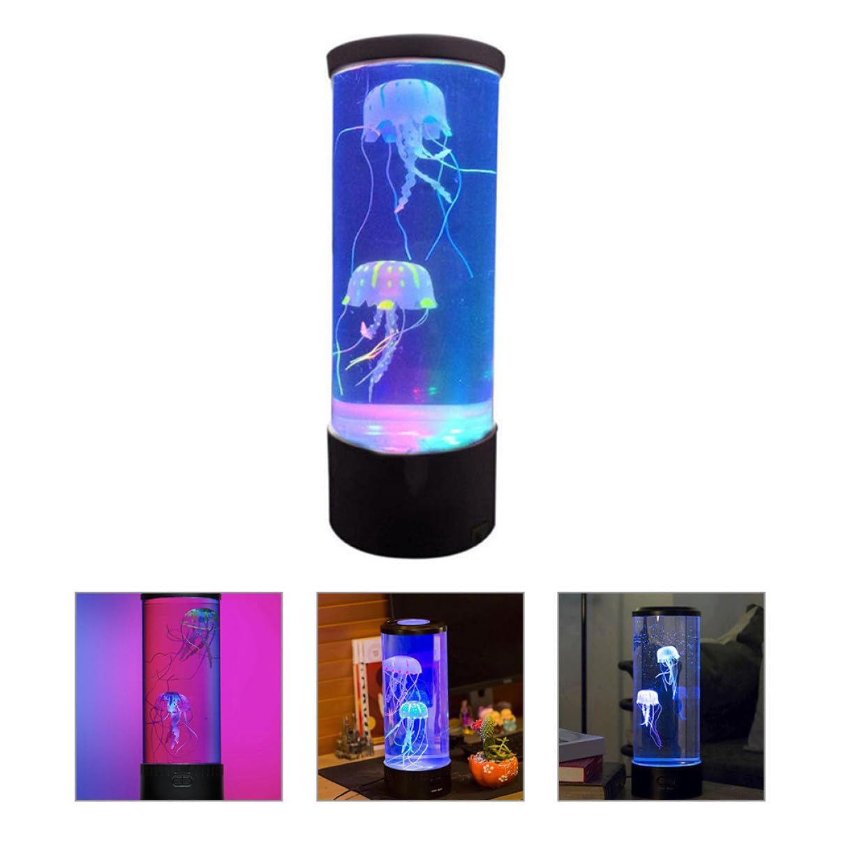 Lámpara de Noche LED de Medusas para Dormitorio Luz Tersa y Decoración en Abs y Acrílico, Incluye Cable USB para Ambiente Relajante Hogar