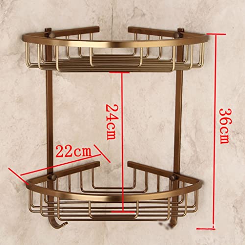 Étagère de douche d'angle design rétro bronze en aluminium double couche durable - 3