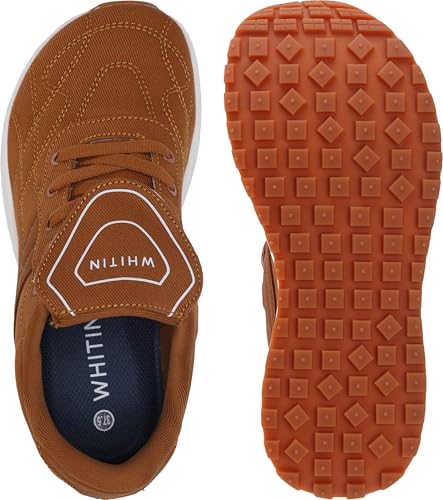 WHITIN Women's Walking Shoes Cushion Wide Toe Box Width Sneakers Size 8 8W Canvas Athletic Casual Tennis Gym Sport Trainer Non-Slip Comfortable S301 Brown 38.5