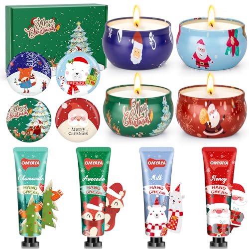 Weihnachten Duftkerzen Handcreme Geschenkset, 4 Stück Natürliches...