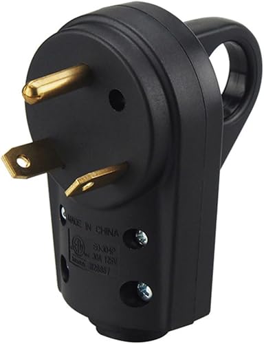 BELOMI Enchufe RV de 30 amperios, adaptador de enchufe de repuesto resistente NEMA TT-30P, conector de alimentación eléctrica de 125 V, extremo de
