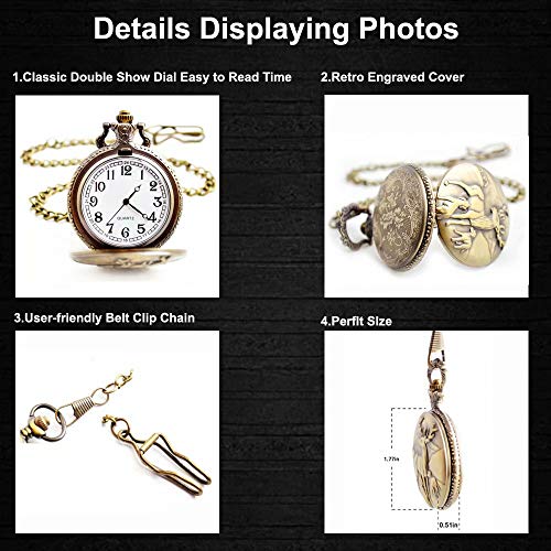Boshiya Men's Pocket Watch Classic Vintage Quartz Watch Animal Deer Pocket Watch #TOP5