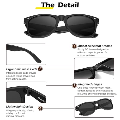 Image of 4 Pack Polarized Sunglasses for Men and Women, Classic Black Frame with Colorful Temples, TAC UV400 Protection, Unisex Sunglasses for Driving Outdoor Use
