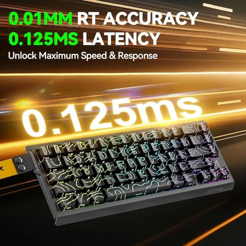 Image of ATTACK SHARK X68HE 60% Wired RT 8K Keyboard+Wireless R1 Mouse-Black Contour | Adjustable Actuation,Hall Effect Mechanical Magnetic Switch,Coiled Cable,USB C /2.4Ghz /BT Ultralight 18K DPI Mice for PC Gamer