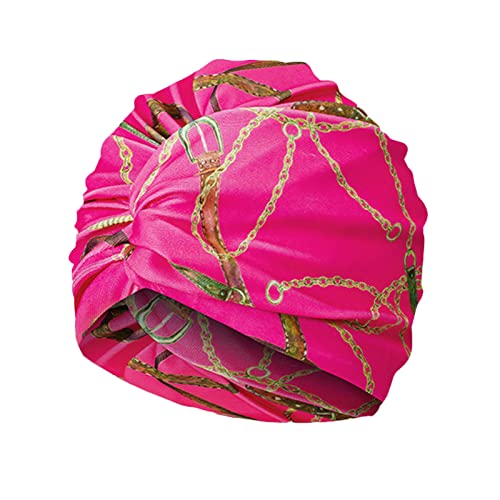 SUNTRADE Women Lady Girls Bathing Cap Long Short Hair Swiming Cap Pleated Knotted Turban Hats Non-Waterproof Swim Cap (RoseRed)