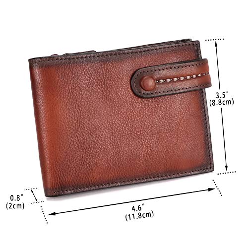 IVTG Genuine Leather Slim Bifold Wallets for Men Vintage Handmade Front Pocket Money Clip Thin Purse (Coffee)4