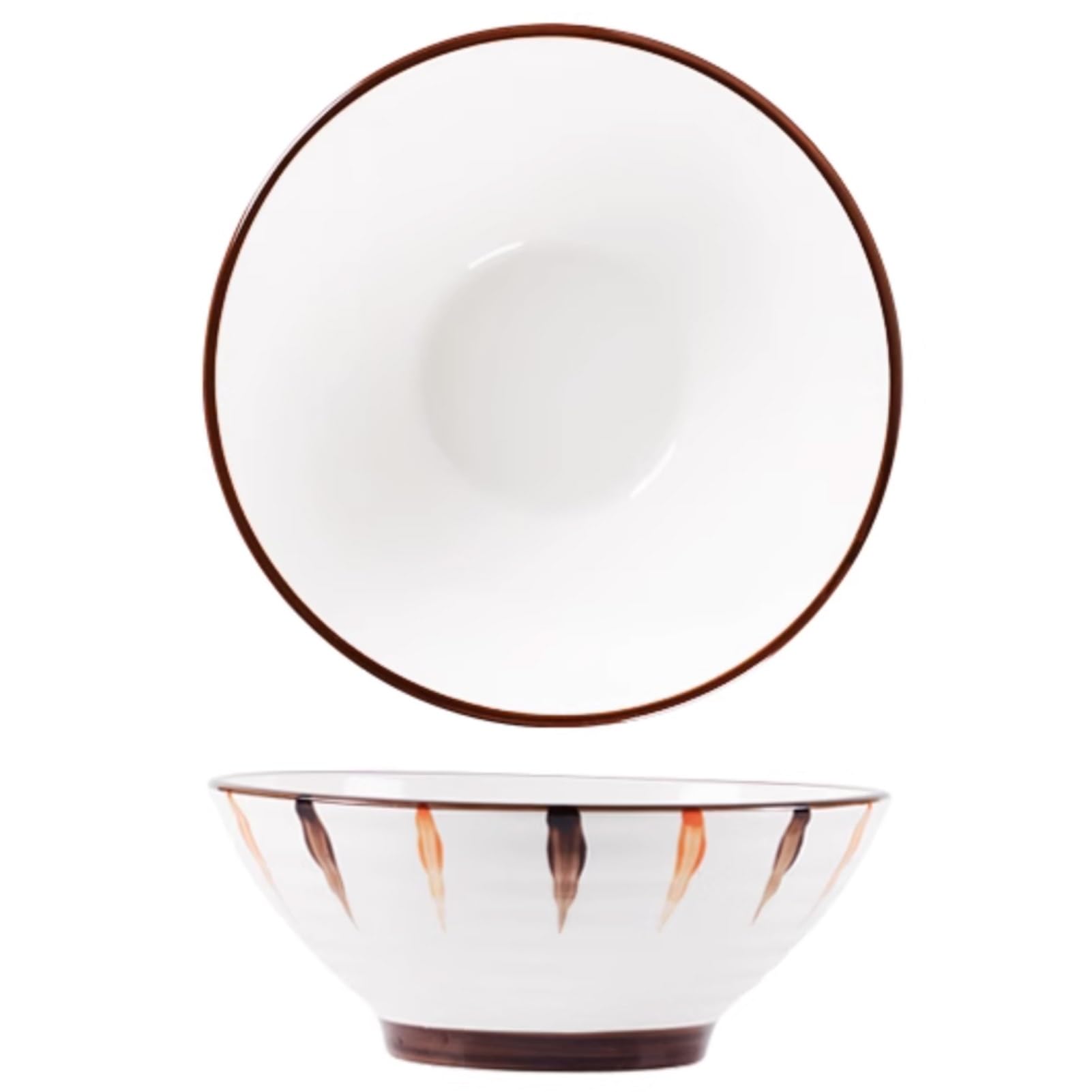 7.5in/9in Japanese Ramen Bowl, Brown Ceramic Tableware Creative Ramen Bowl Large Soup Bowl Fruit Salad Bowl, Vintage Noodle Bowls Traditional Handmade (Color : Orange, Size : 7.5in)