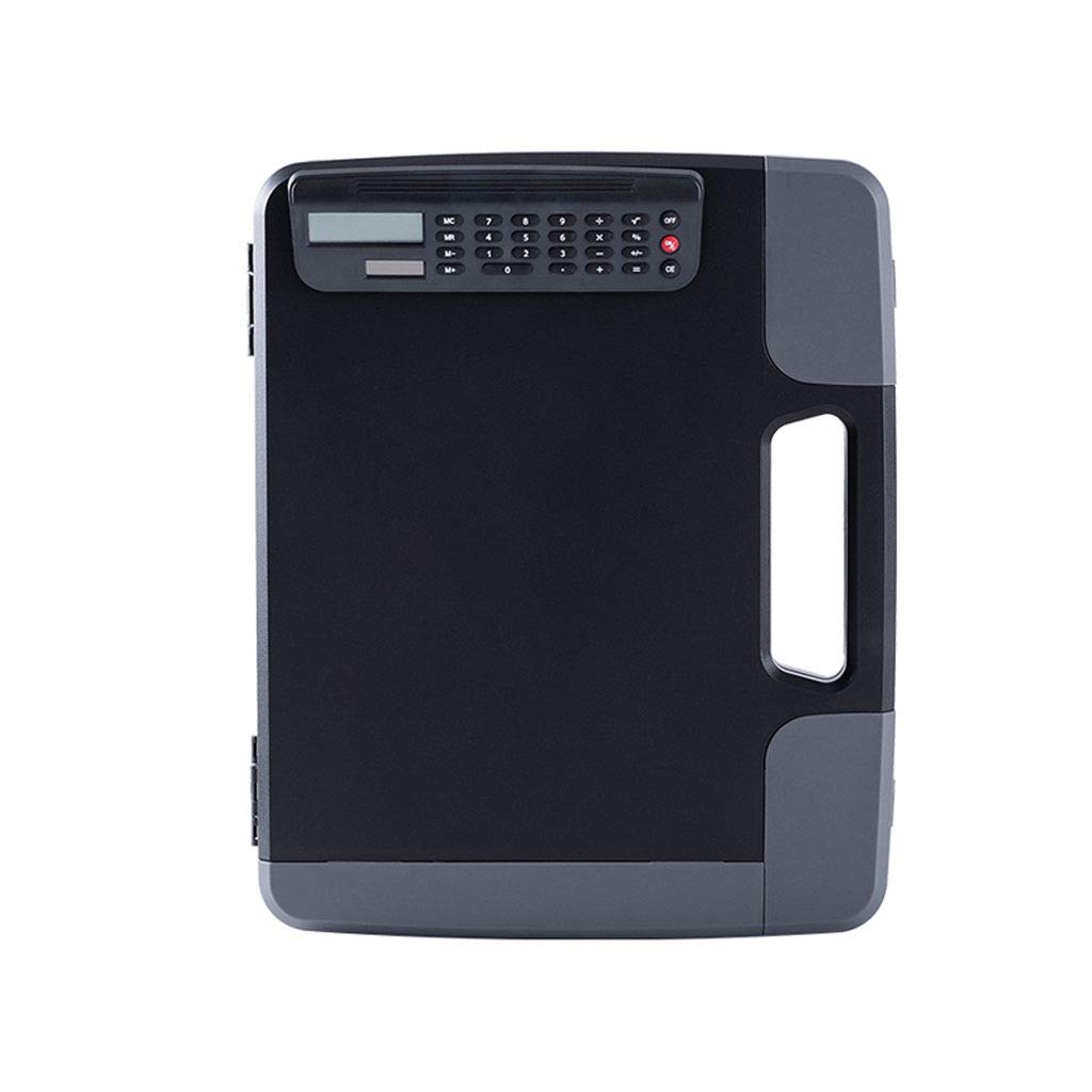 TOMYEUS Portablocco A4 Multifunzionale Cartella Board Plastic Cartella Binder con Scheda Calcolatrice Clipboard Clipboard Secondario for Gli Appunti Incontro Intervista (Nero) Tavoletta Portablocco