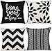 Fundas para Cojines de 50 x 50 cm, Juego de 4 Funda de Almohada del Decorativos de Tela de Lino para de Granja,Decorativa de Color sólido para Sala de sofá, Cama(Negro)