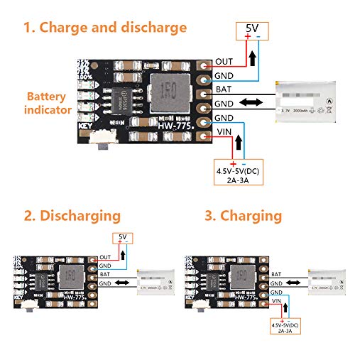 8PCS 2A 5V Charge Discharge Integrated Module 3.7V 4.2V for 18650 Lithium Battery Charging Boost Mobile Power Supply Charge and Discharge Protection Converter Protection PCB Board Module4