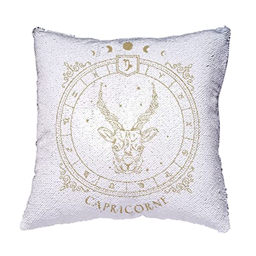 Coussin Sequin Bleu Capricorne pour décoration de salon astro - 4
