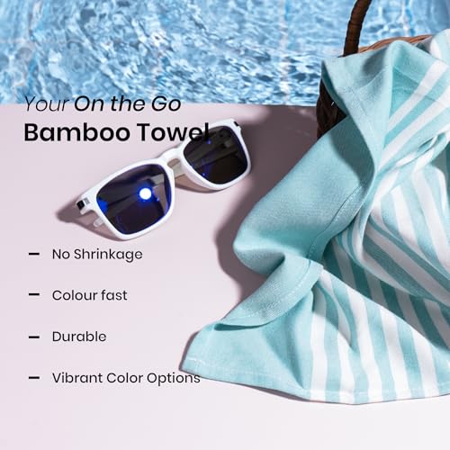 Image of Mush Grab & Go Bamboo Travel Towel | 100% Bamboo Bath Towel for Beach, Hiking & Gym Towel for Men Workout | Compact Towels with Travel Bag | 60x120 cms, 250GSM Quick Dry & Featherlight | Aqua