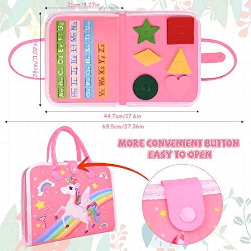 Auney Toddler Busy Board With Arithmetic Toy,20-In-1 Montessori Toys For Toddlers 1-4 Year Old,Portable Sensory Toys Able To Make Sound,Preschool Educational Toys For Toddler Travel,Unicorn Theme Gift #TOP1