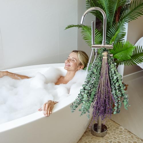 Image of Real Eucalyptus for Shower Hanging Dried Eucalyptus Stems for Shower with Natural Real Live Lavender Bundle 17''