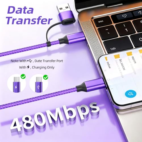 Image of 4 in 2 USB A /C to USB C Cable, USBC Multi Charging Cable [2 Pack, 5FT] | USB C Multi Charger Cable with 4 Type-C, USB to Type C Multiple Charging Cords for iPhone 17 /16, iPad, Galaxy Series and More