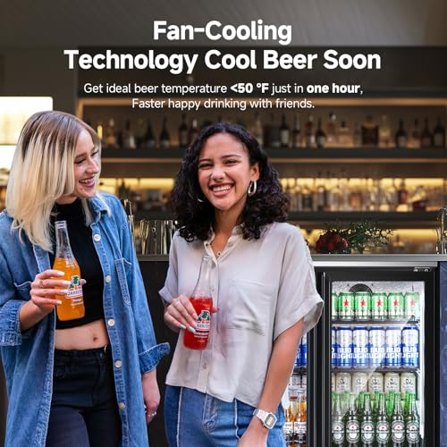 Image of BODEGACOOLER Back Bar Cooler with 2 Glass Doors,7.7 Cu.ft Commercial Bar Beverage Refrigerator Under Counter LED Lighting for Soda Drinks,Beer,Wine with Stainless Steel Top,DOE Approved,4 Casters