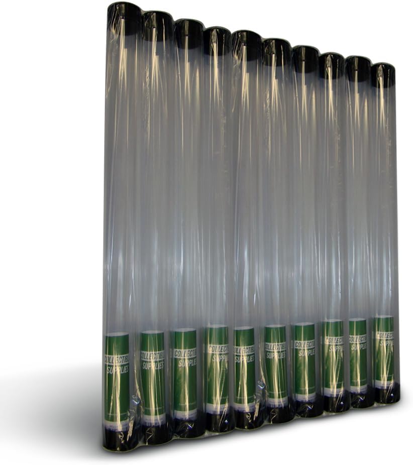 Baseball Bat Case | 36 Inch Bat Cover Protector with Black Rubber End Caps and Clear Tube | Baseball Bat Display Case | Protects MLB Bat Display Box for Desk (10 Bat Tubes)