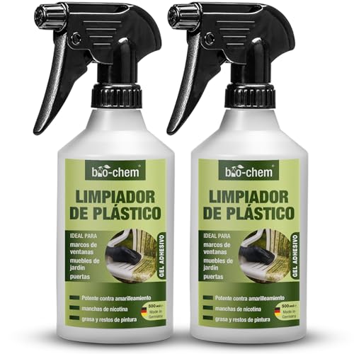 Bio-Chem - Limpiador restaurador de plasticos 2 x 500 ml - spray renovador plasticos de pvc para ventanas, marcos de ventanas, refuerzos, muebles de jardín - elimina olores, nicotina y polvo