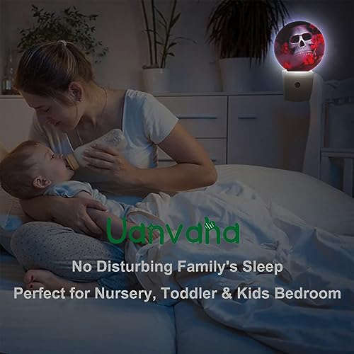 Image of Red Plug-in Nightlight Spider Skull Decorative Night Light Auto Sensor Energy Efficient Dusk to Dawn LED Lighting Home Decor