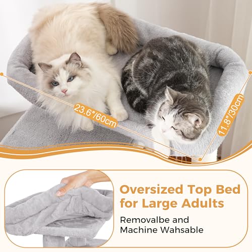 Arbre à chat de 137 cm stable pour éviter l'ennui des chats - 5