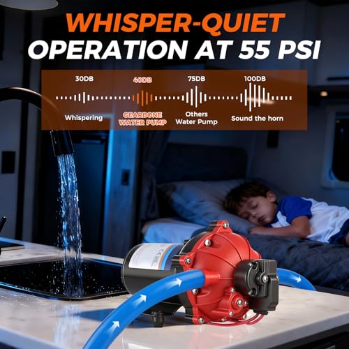 Image of 80 PSI 7.5 GPM Marine Washdown Pump Kit, 12V High-Performance Self-Priming Water Pumps with 10-Pattern Spray Nozzle, Heavy Duty Diaphragm Pump for Boat Decks, RVs, Trailers & Yacht Cleaning