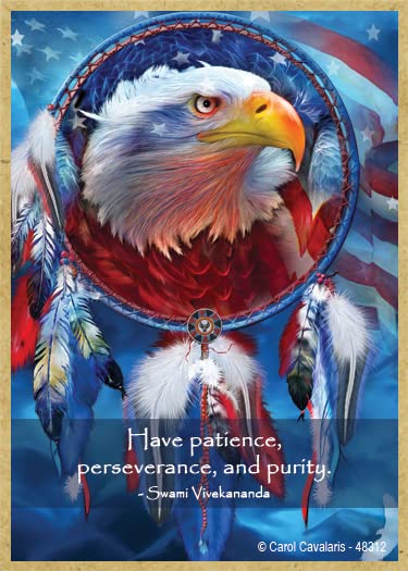SJT ENTERPRISES, INC.Eagle Have Patience, Perseverance, and Purity - Swami Vivekananda Dream Catcher Art Wood Fridge Magnet Featuring The Artwork of Carol Cavalaris - 2.5" x 3.5" (48312)