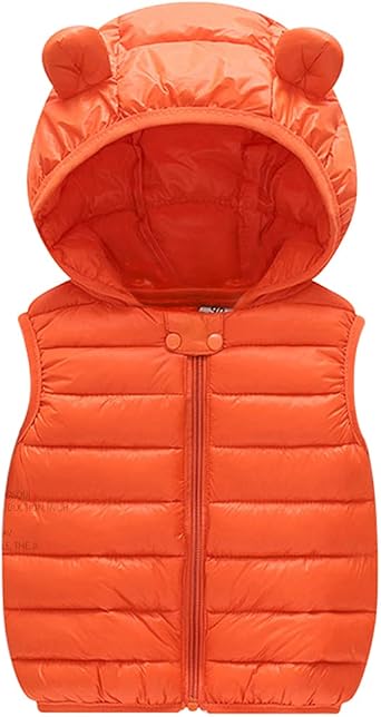 AIWUHE Baby Boys Girls Hooded Puffer Vest Winter Lightweight Sleeveless Bear Ears Zipper Up Jacket Down Vest Coat Vests Kids