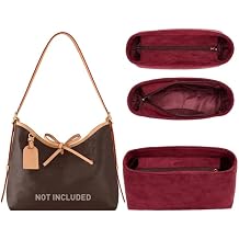 Velvet Purse Organizer Insert Compatible with Lv Carryall MM Insert Organizer and More, Bag Insert Divider Shaper for Tote HandbagsMM,Wine-Red