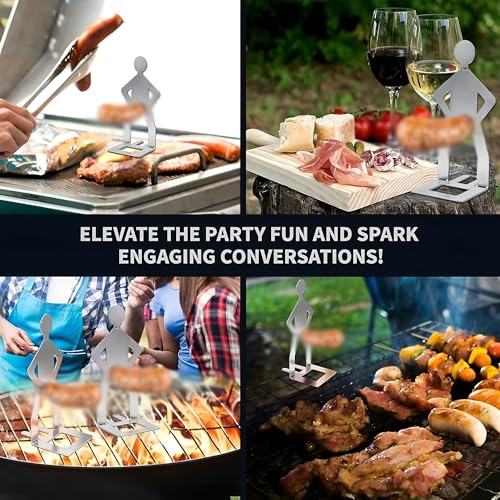 JACKANNA Grill Zubehör 4 Stück Grill Geschenke für Männer Edelstahl BBQ-Wursthalter Grillzubehör Männer Geschenk Lagerfeuer Zubehör Hotdog Halter für Barbecue Picknick Party Familienfeier
