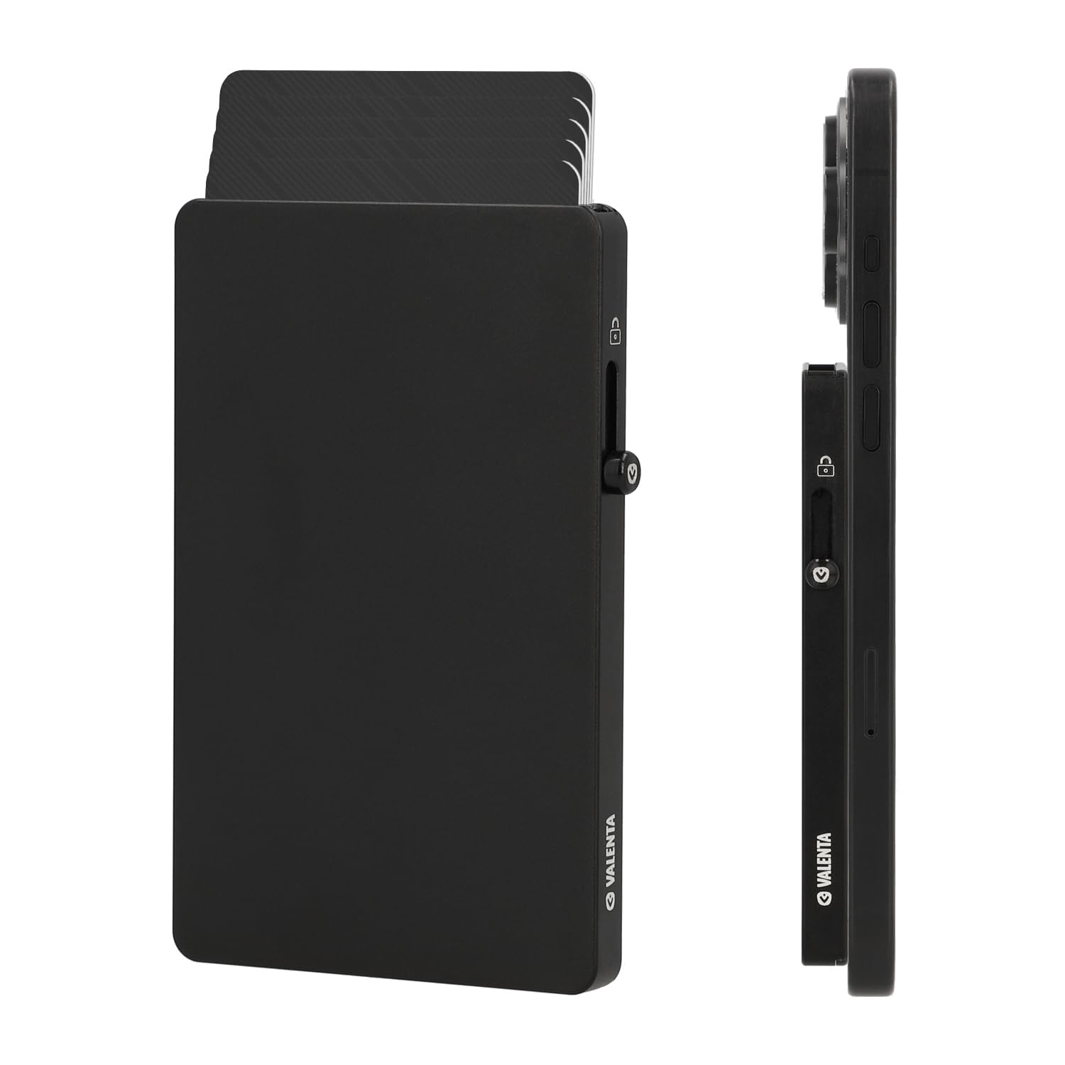 Valenta Cardprotector alluminio magnetico sottile, nero, protezione RFID
