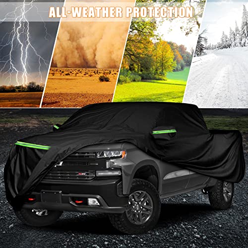 Image of Waterproof Truck Cover Replace for Ford F-Series,Chevy Silverado, Dodge Ram,GMC Sierra CrewCab 6.5 ft, 6 Layers Heavy Duty All Weather Truck Cover with Door Zipper for Snow Rain Dust Protection